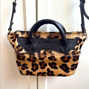 Jas M.B. Leopard Print Fur and Leather Handbag/Crossbody
